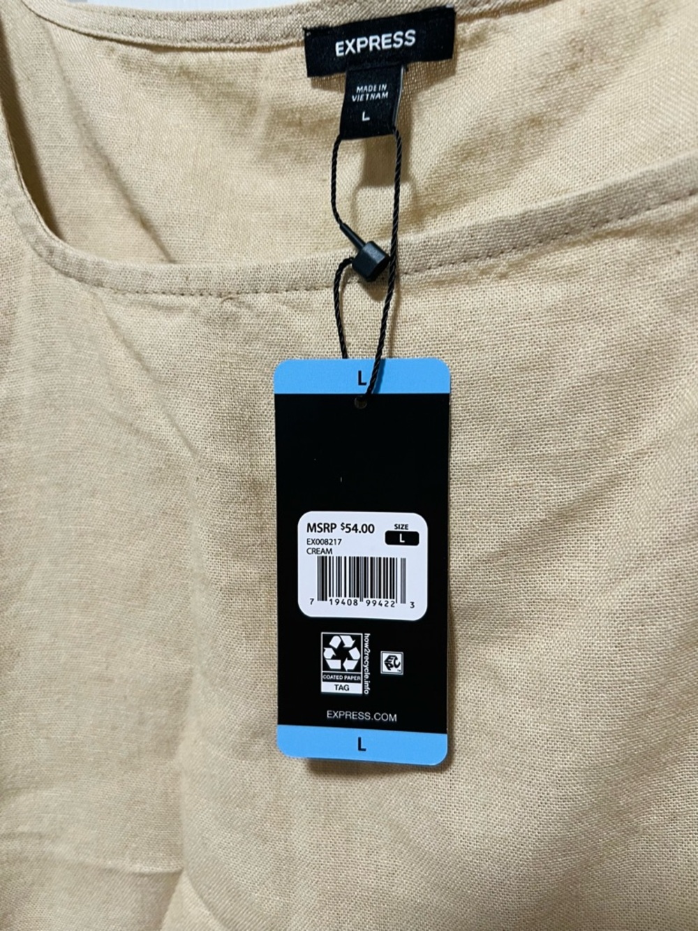 Express Linen-Blend Square Neck Tank Top - Picture 3 of 4